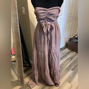 Purple strapless dress with ties size medium NWT flawless brand